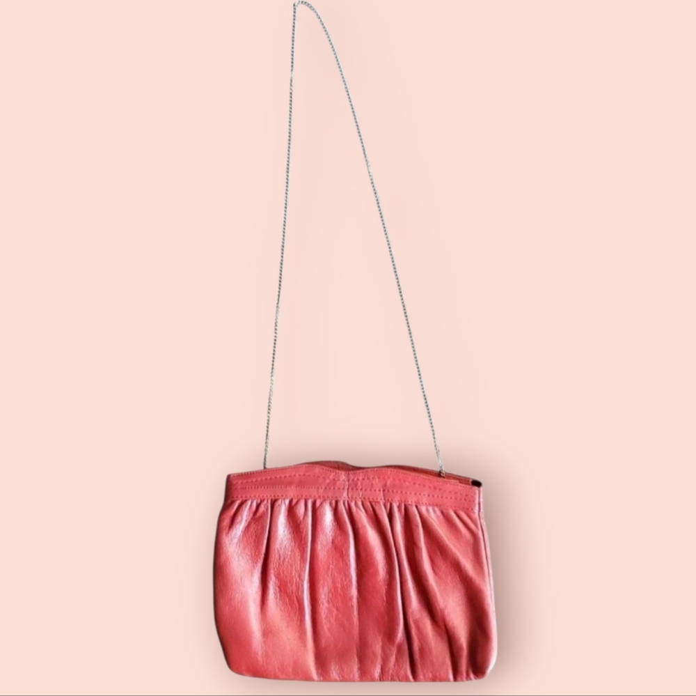 Vintage disco red leather chain shoulder bag
